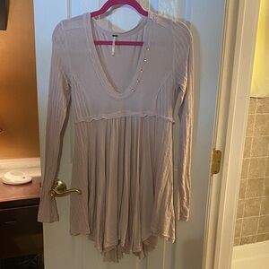 Freepeople Pinky Beige Long Sleeve Women's Top Flowey Tunic length